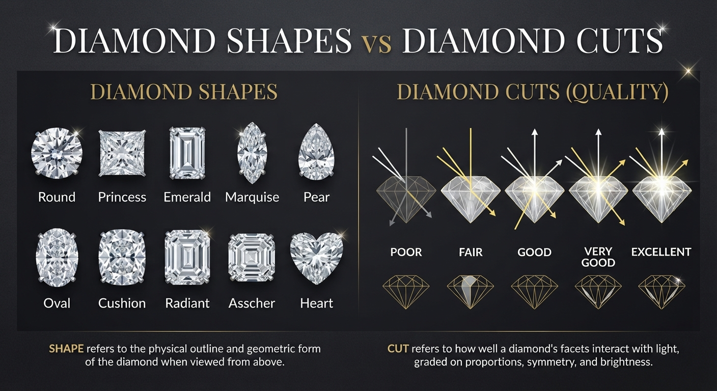Diamond Shapes vs Diamond Cuts: The Ultimate Guide to Understanding the Difference in 2026