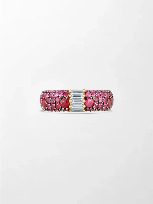 Luxury Pink Ruby & Diamond Ring in Gold – Elegant Statement Gemstone Ring