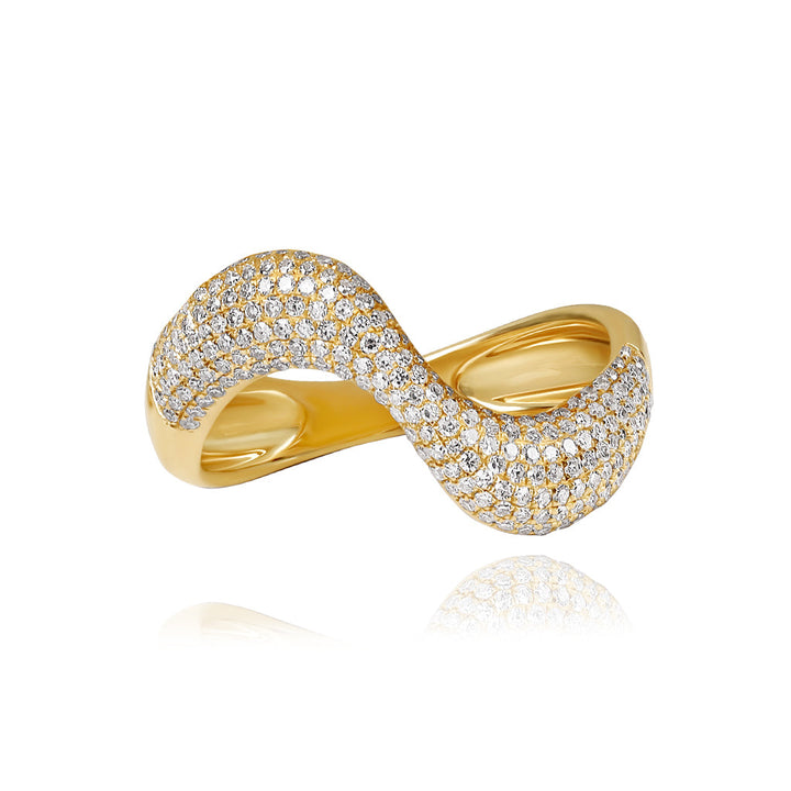 Lab Grown Diamond Infinity Wave Ring in 14K Gold – Pavé Diamond Statement Ring