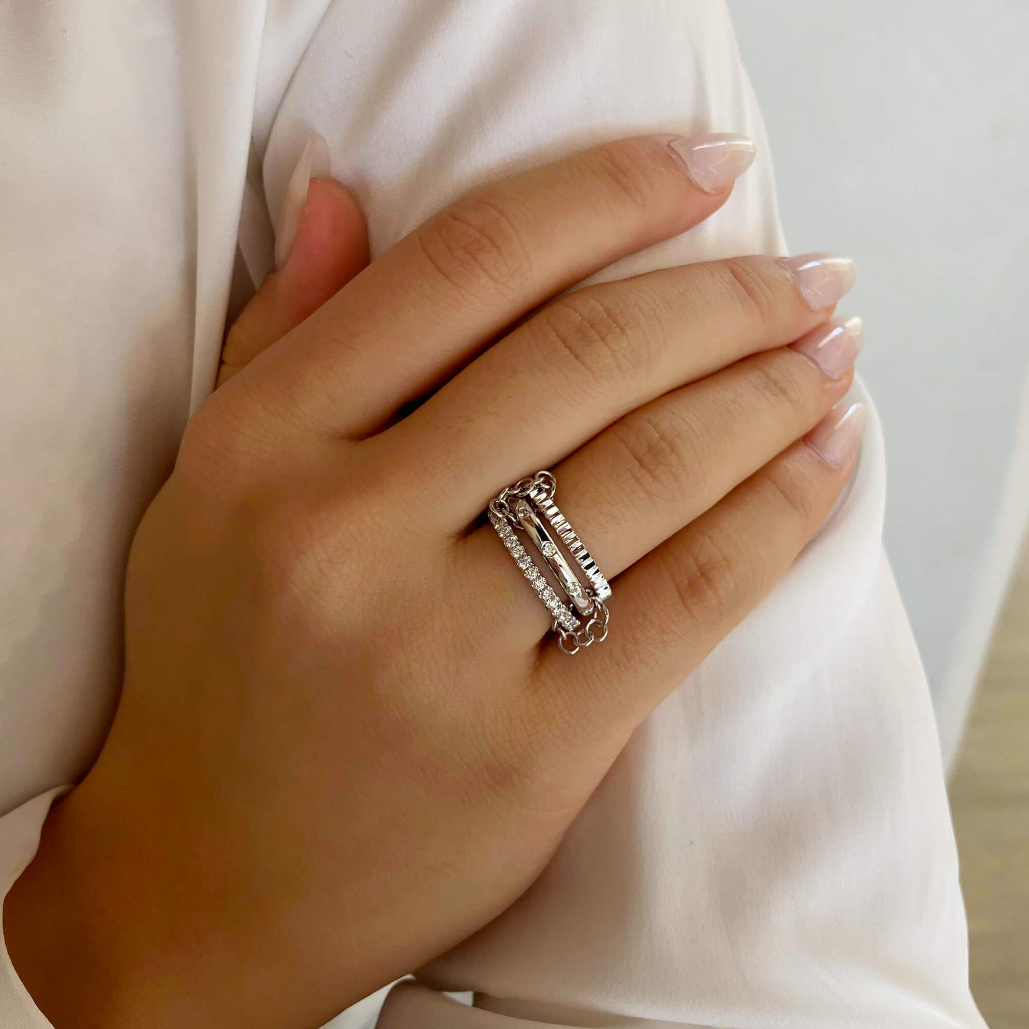 Lab Grown Diamond Stackable Ring Set – 14K Gold Diamond Band Ring