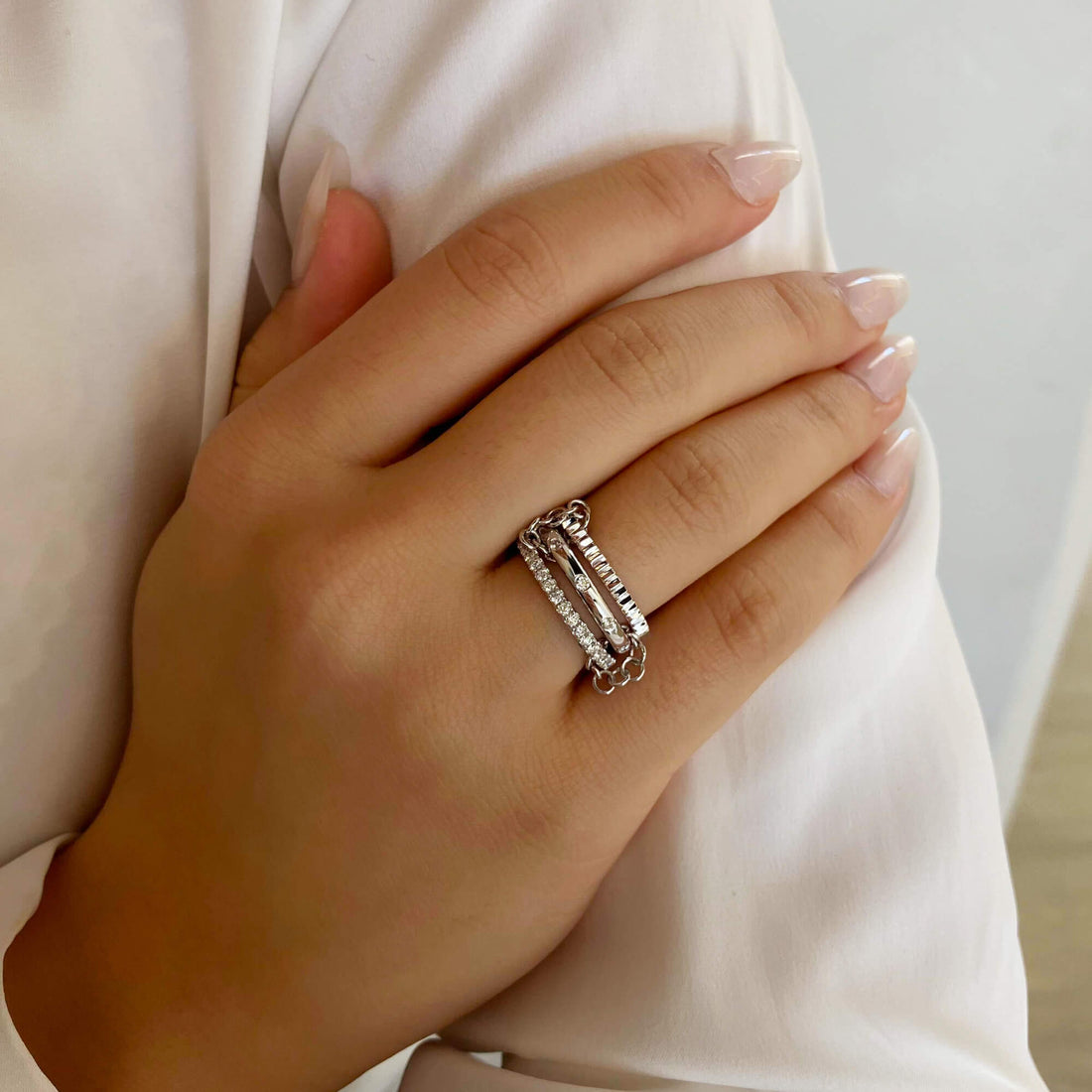 Lab Grown Diamond Stackable Ring Set – 14K Gold Diamond Band Ring