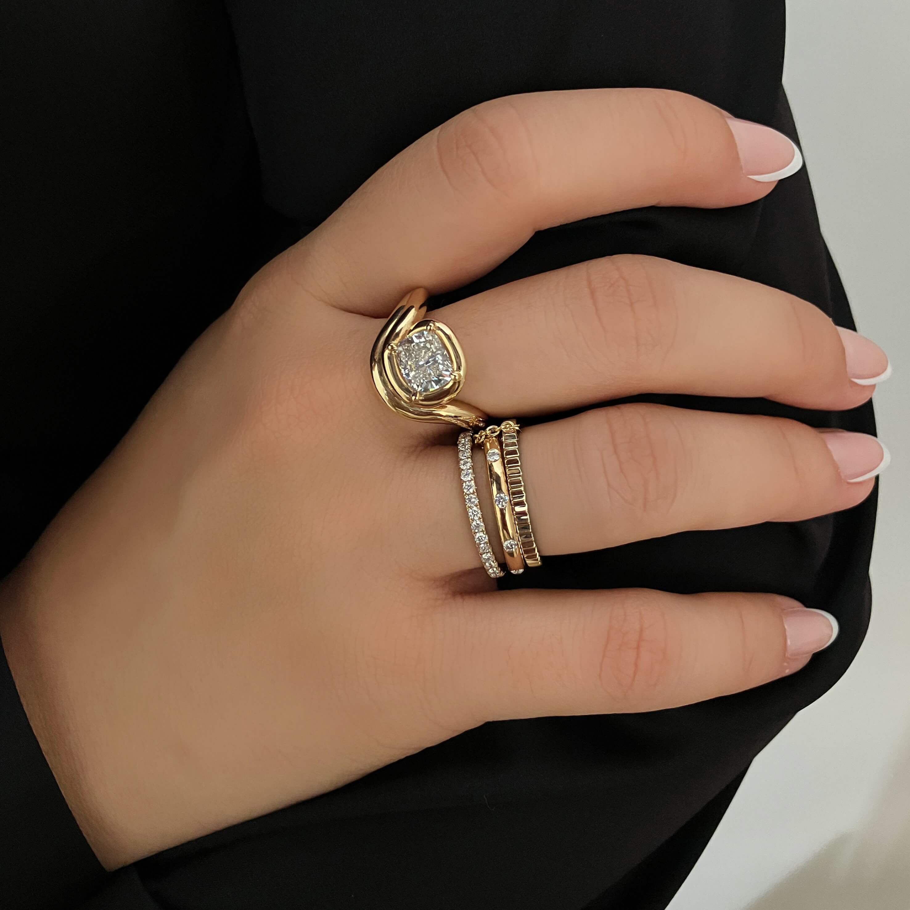 Lab Grown Diamond Stackable Ring Set – 14K Gold Diamond Band Ring
