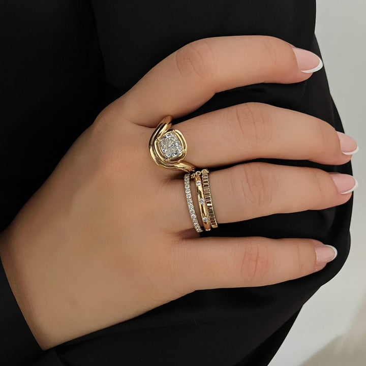 Lab Grown Diamond Stackable Ring Set – 14K Gold Diamond Band Ring