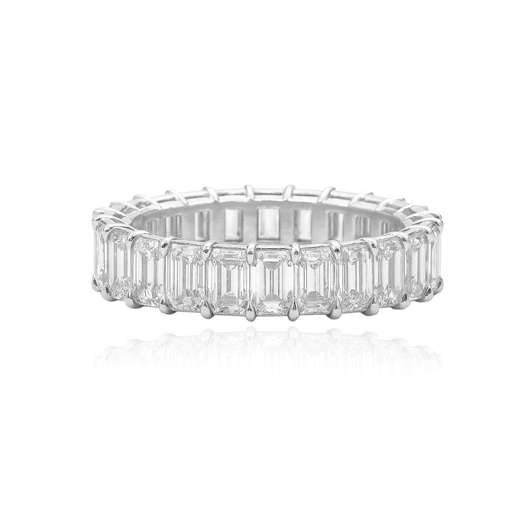 Lab Grown Diamond Emerald Cut Eternity Band Ring – 14K Gold & Platinum Styles
