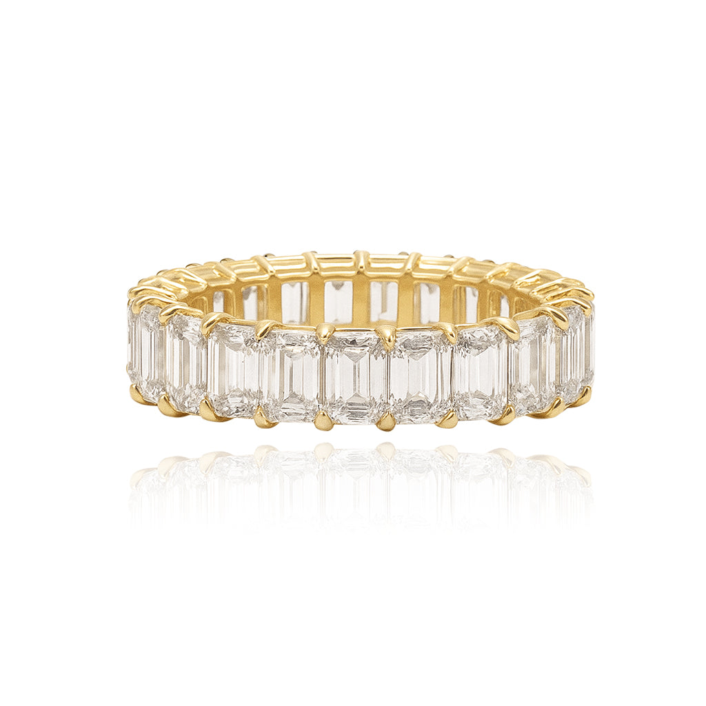 Lab Grown Diamond Emerald Cut Eternity Band Ring – 14K Gold & Platinum Styles