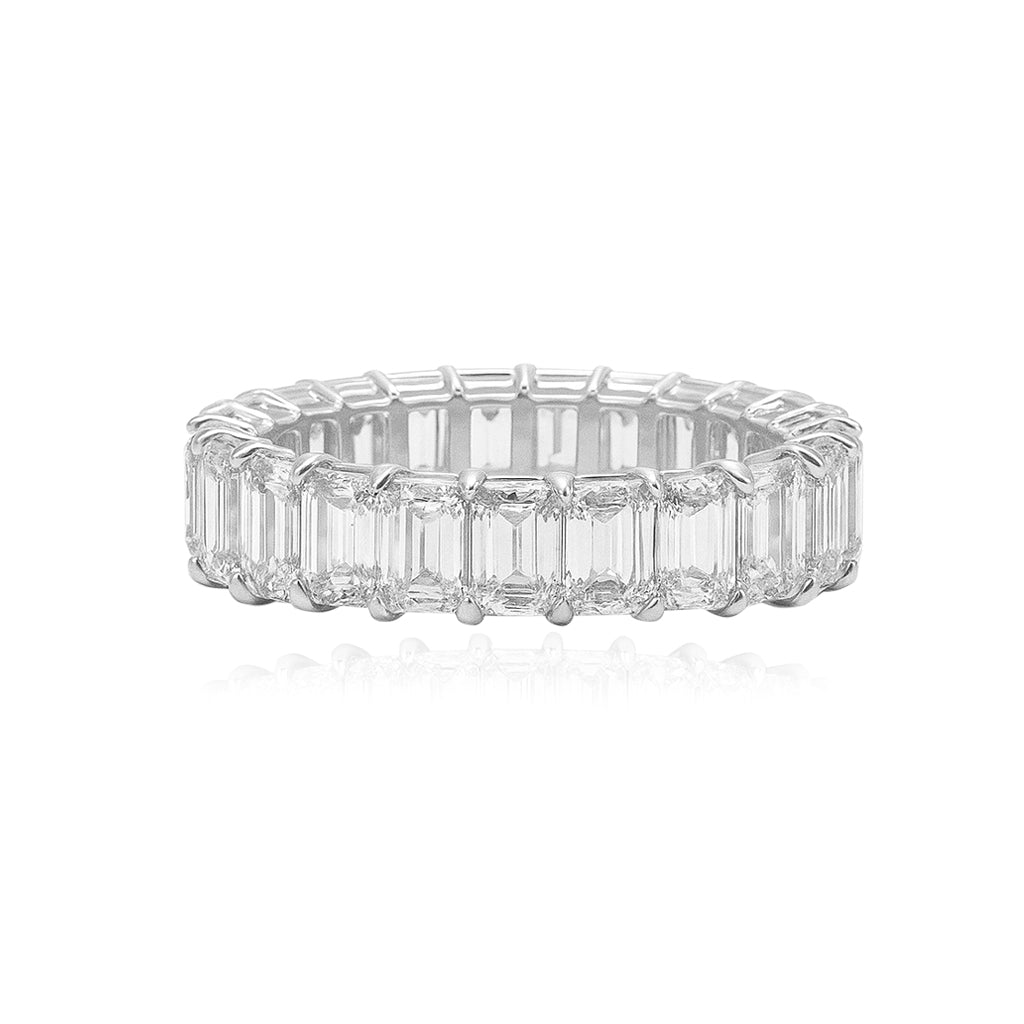 Lab Grown Diamond Emerald Cut Eternity Band Ring – 14K Gold & Platinum Styles