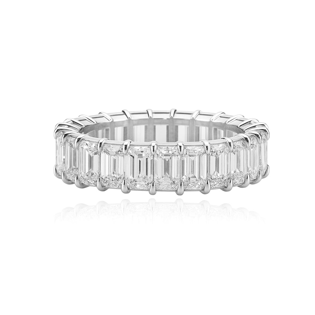 Lab Grown Diamond Emerald Cut Eternity Band Ring – 14K Gold & Platinum Styles