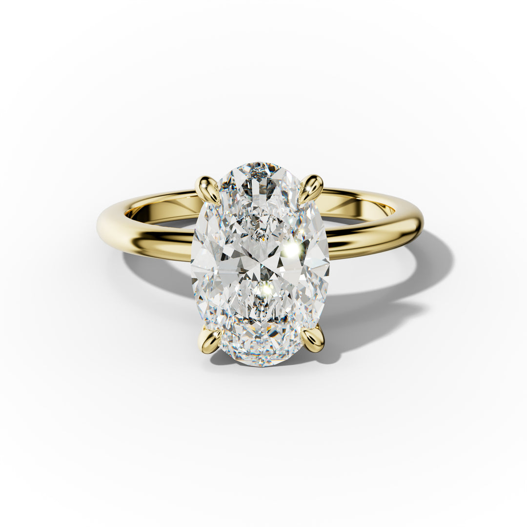 Elegant Oval Cut Diamond Engagement Ring in 14K Gold – Classic Solitaire Bridal Ring