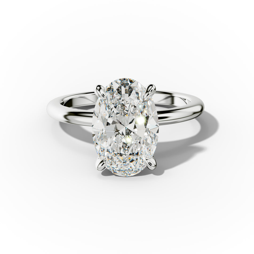 Elegant Oval Cut Diamond Engagement Ring in 14K Gold – Classic Solitaire Bridal Ring