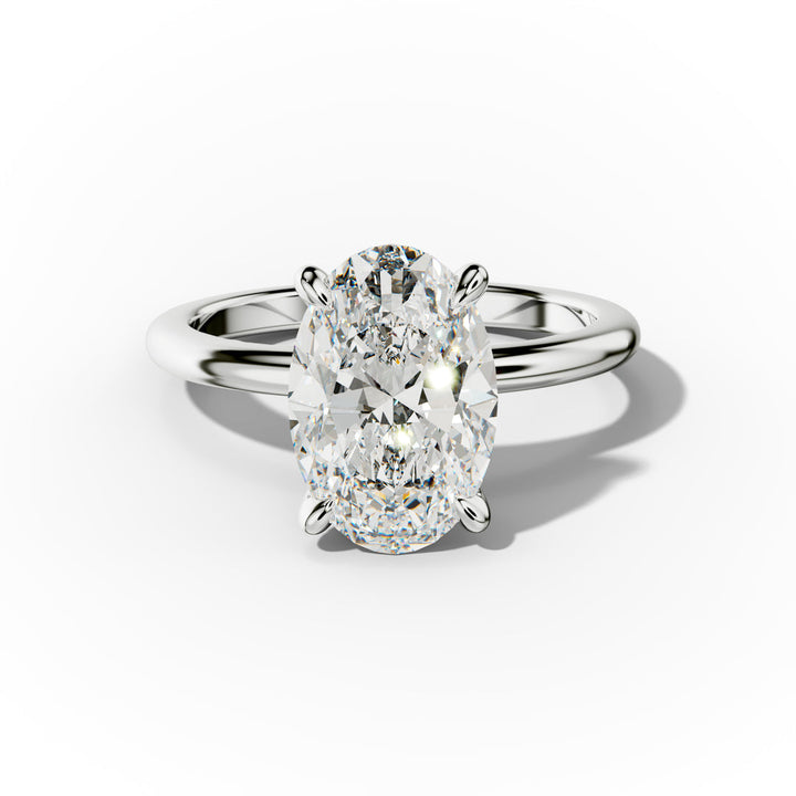 Elegant Oval Cut Diamond Engagement Ring in 14K Gold – Classic Solitaire Bridal Ring