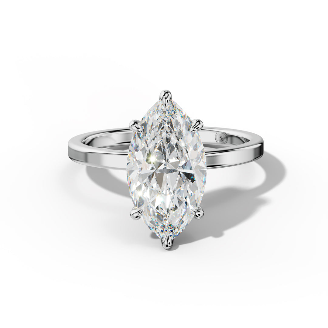 Marquise Cut Diamond Engagement Ring – Elegant Solitaire Ring in White & Yellow Gold