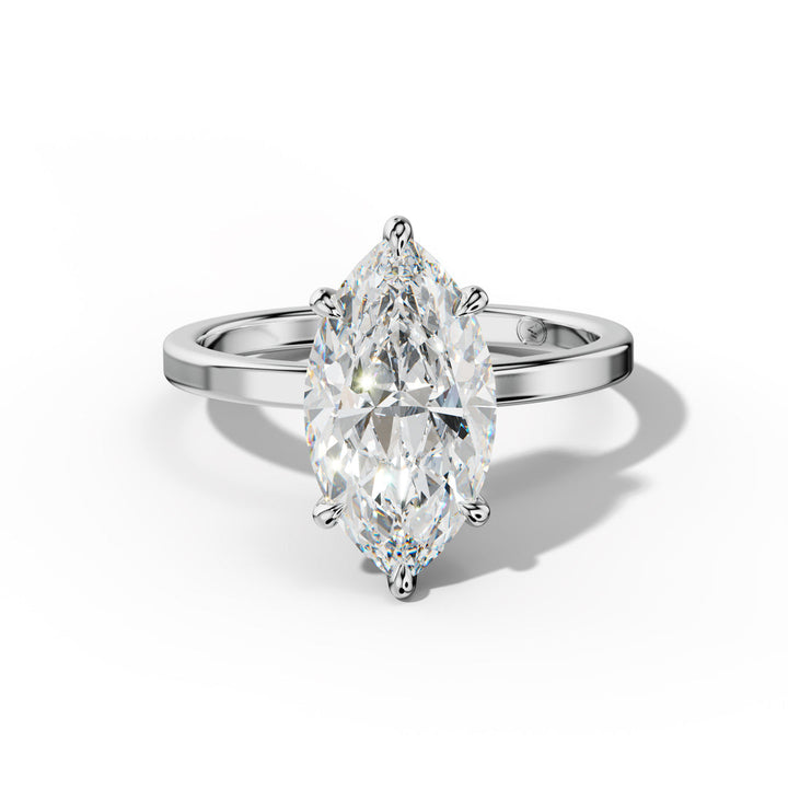 Marquise Cut Diamond Engagement Ring – Elegant Solitaire Ring in White & Yellow Gold