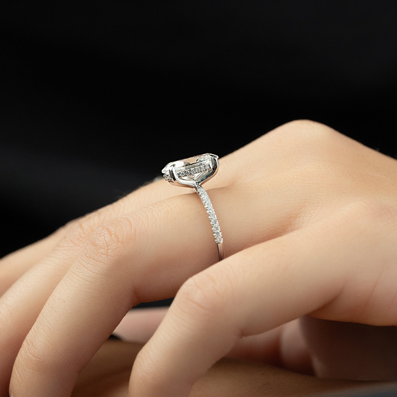 Oval Cut Diamond Engagement Ring with Pavé Diamond Band