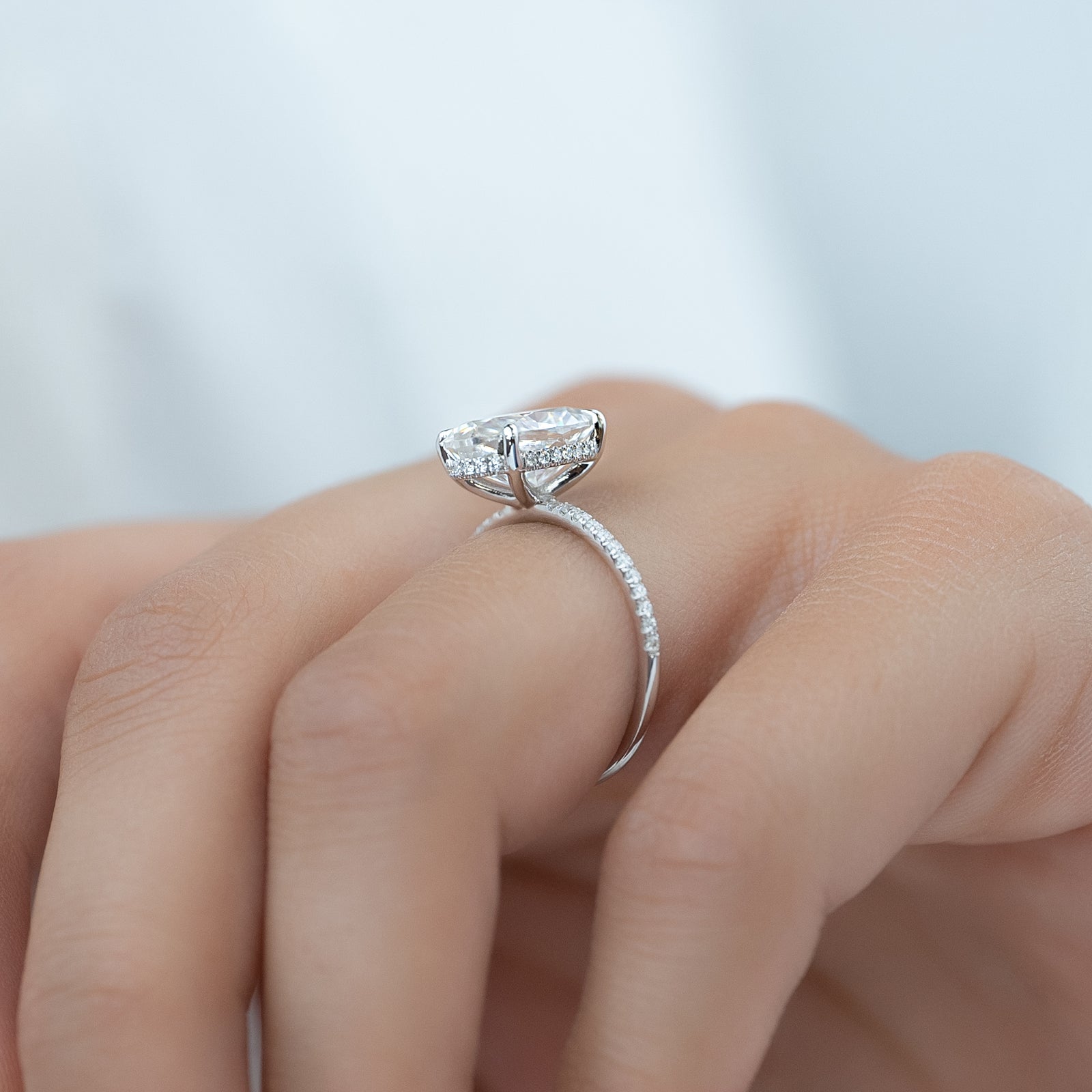 Oval Cut Diamond Engagement Ring with Pavé Diamond Band