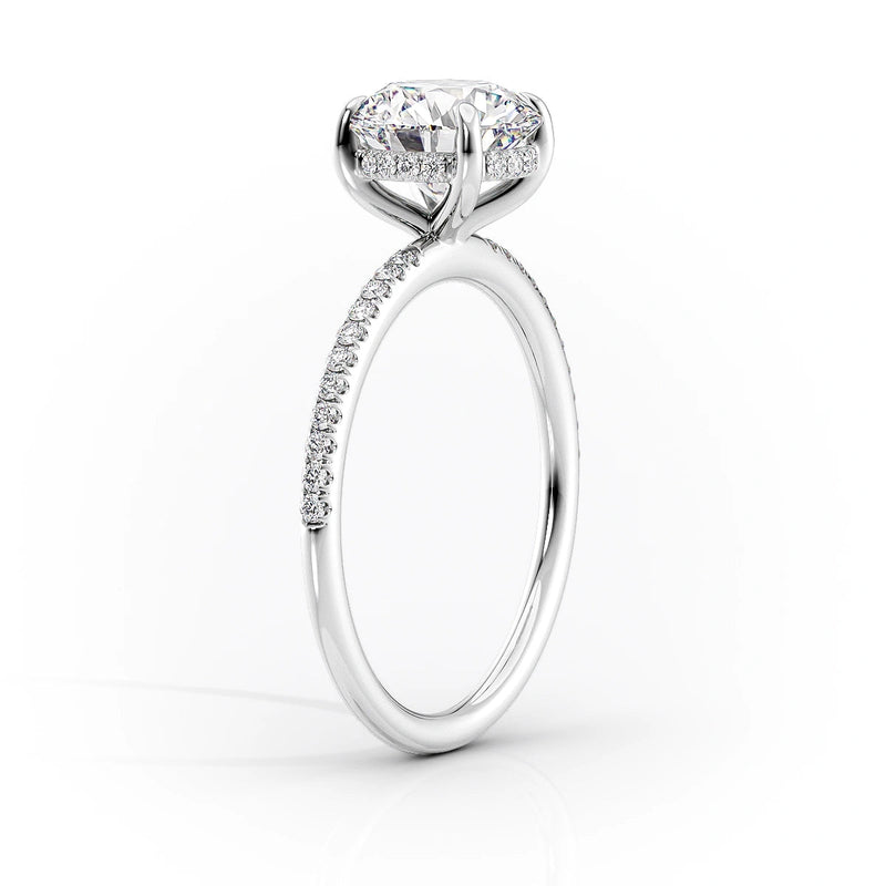 Oval Cut Diamond Engagement Ring with Pavé Diamond Band
