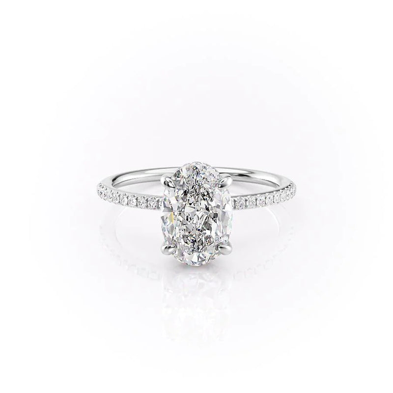 Oval Cut Diamond Engagement Ring with Pavé Diamond Band