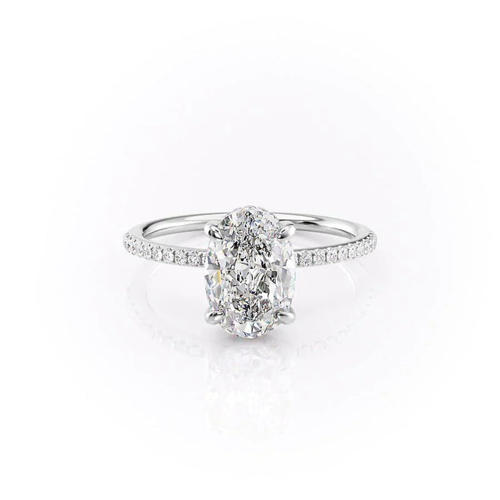Oval Cut Diamond Engagement Ring with Pavé Diamond Band