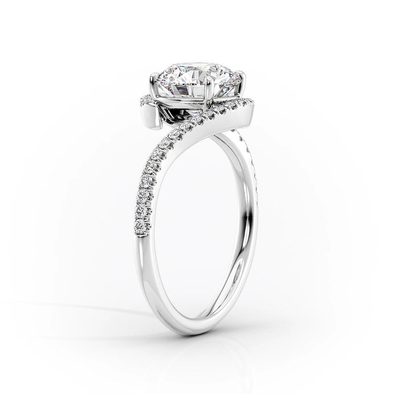 Round Cut Diamond Engagement Ring with Pavé Twist Band