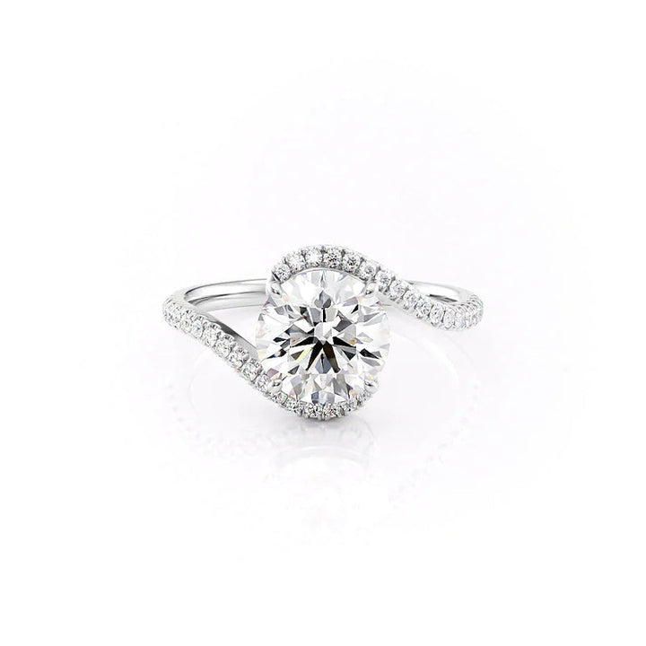 Round Cut Diamond Engagement Ring with Pavé Twist Band