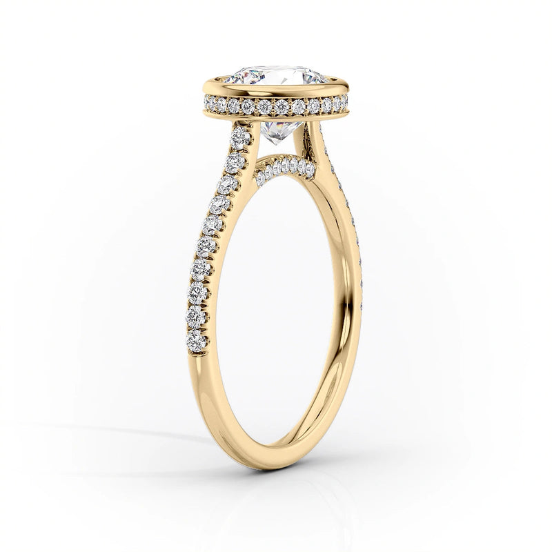 Emerald-Cut Diamond Ring in 14K Gold with Pavé Diamond Band