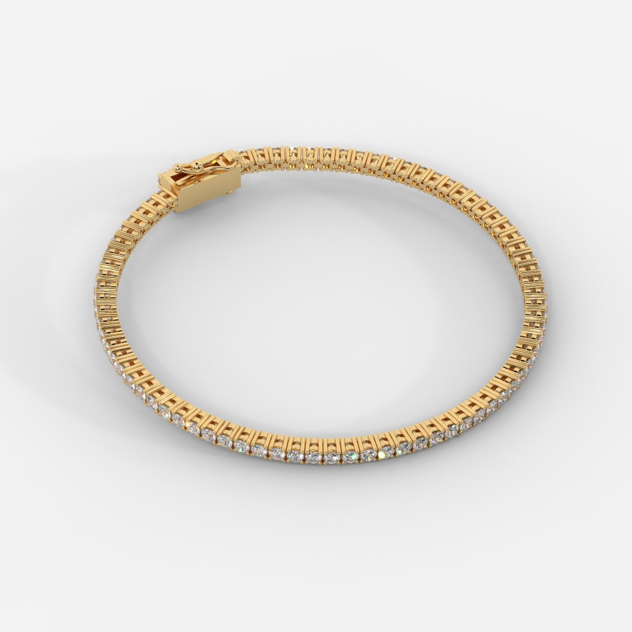 18K Gold Plated Tennis Bracelet with Round Stones – Elegant Sparkling Link Bracelet for Women
