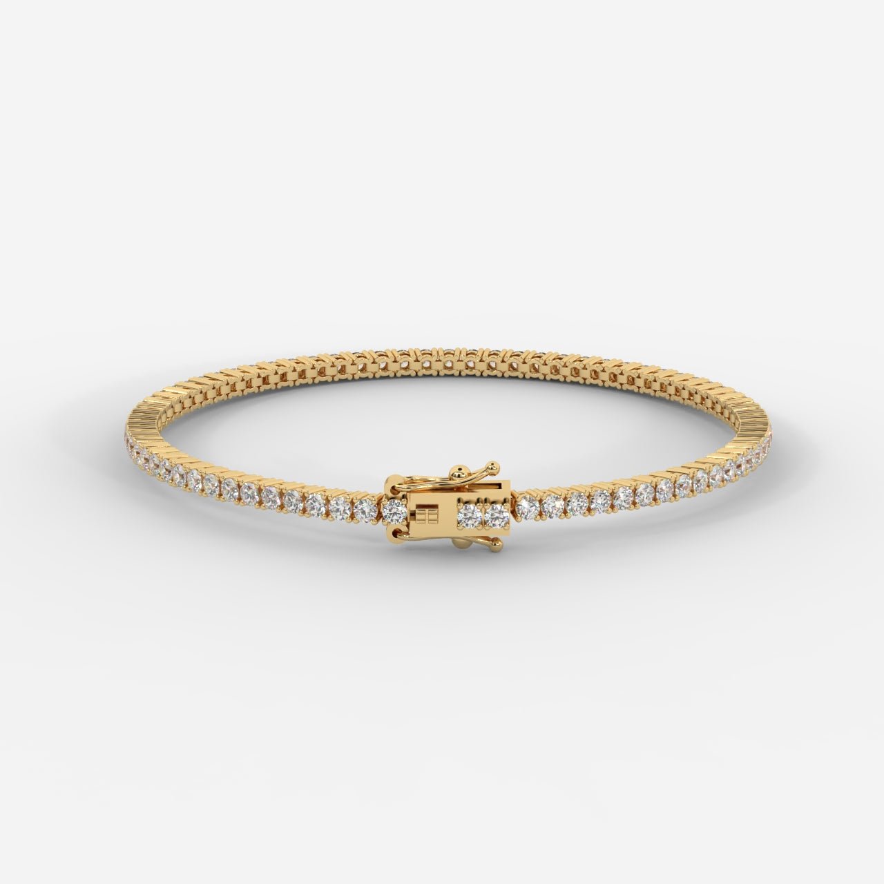 18K Gold Plated Tennis Bracelet with Round Stones – Elegant Sparkling Link Bracelet for Women