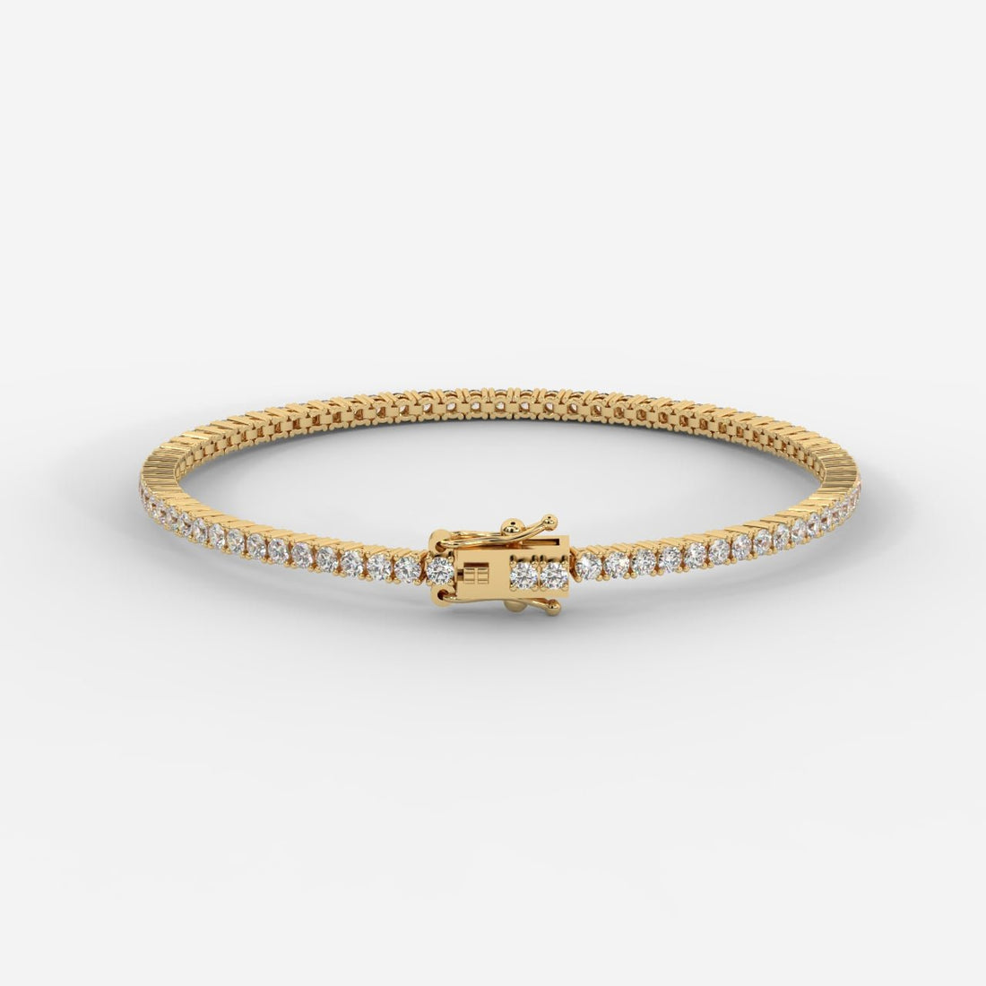 18K Gold Plated Tennis Bracelet with Round Stones – Elegant Sparkling Link Bracelet for Women