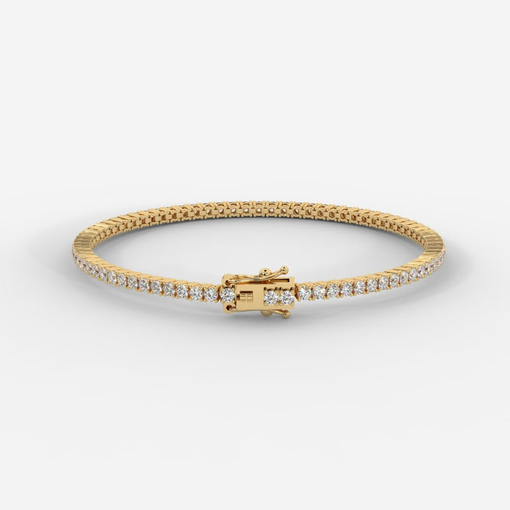 18K Gold Plated Tennis Bracelet with Round Stones – Elegant Sparkling Link Bracelet for Women
