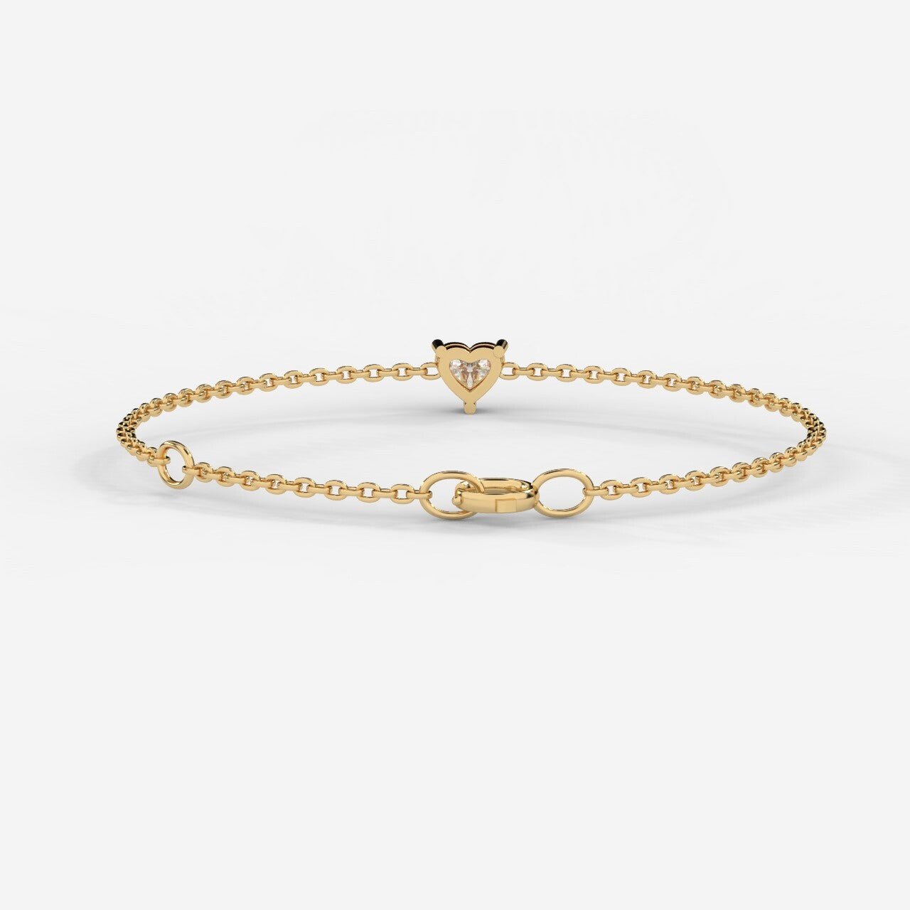 14K Gold Heart Diamond Chain Bracelet – Dainty Romantic Jewelry for Women