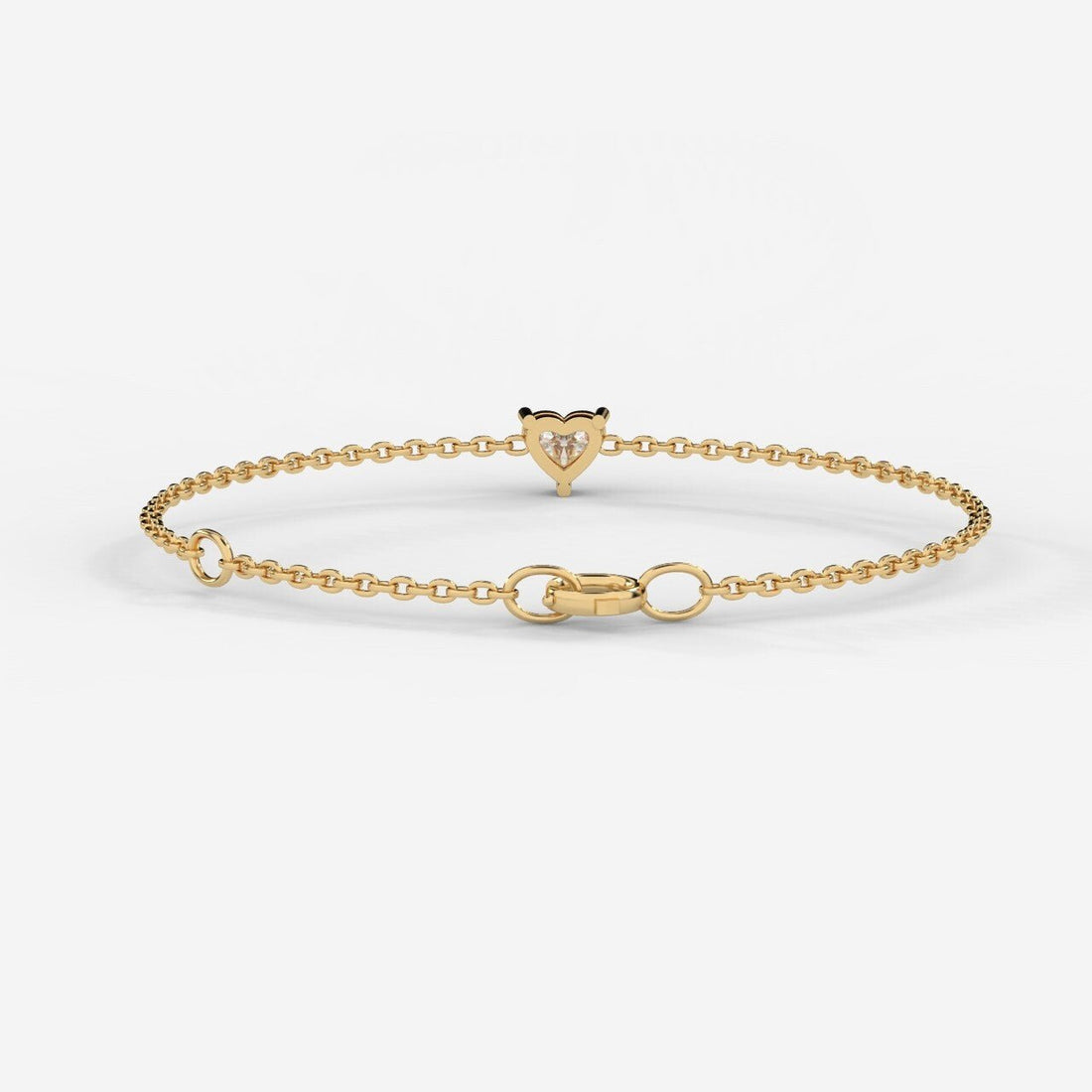 14K Gold Heart Diamond Chain Bracelet – Dainty Romantic Jewelry for Women