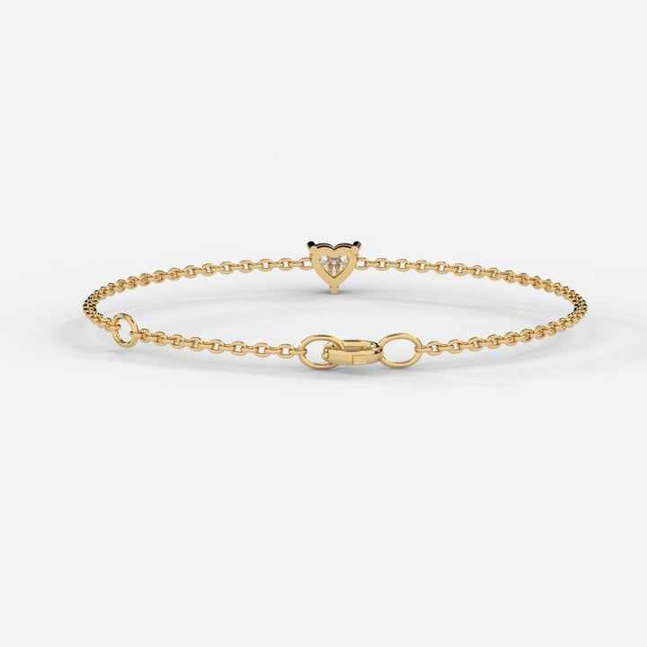 14K Gold Heart Diamond Chain Bracelet – Dainty Romantic Jewelry for Women