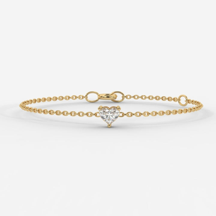 14K Gold Heart Diamond Chain Bracelet – Dainty Romantic Jewelry for Women