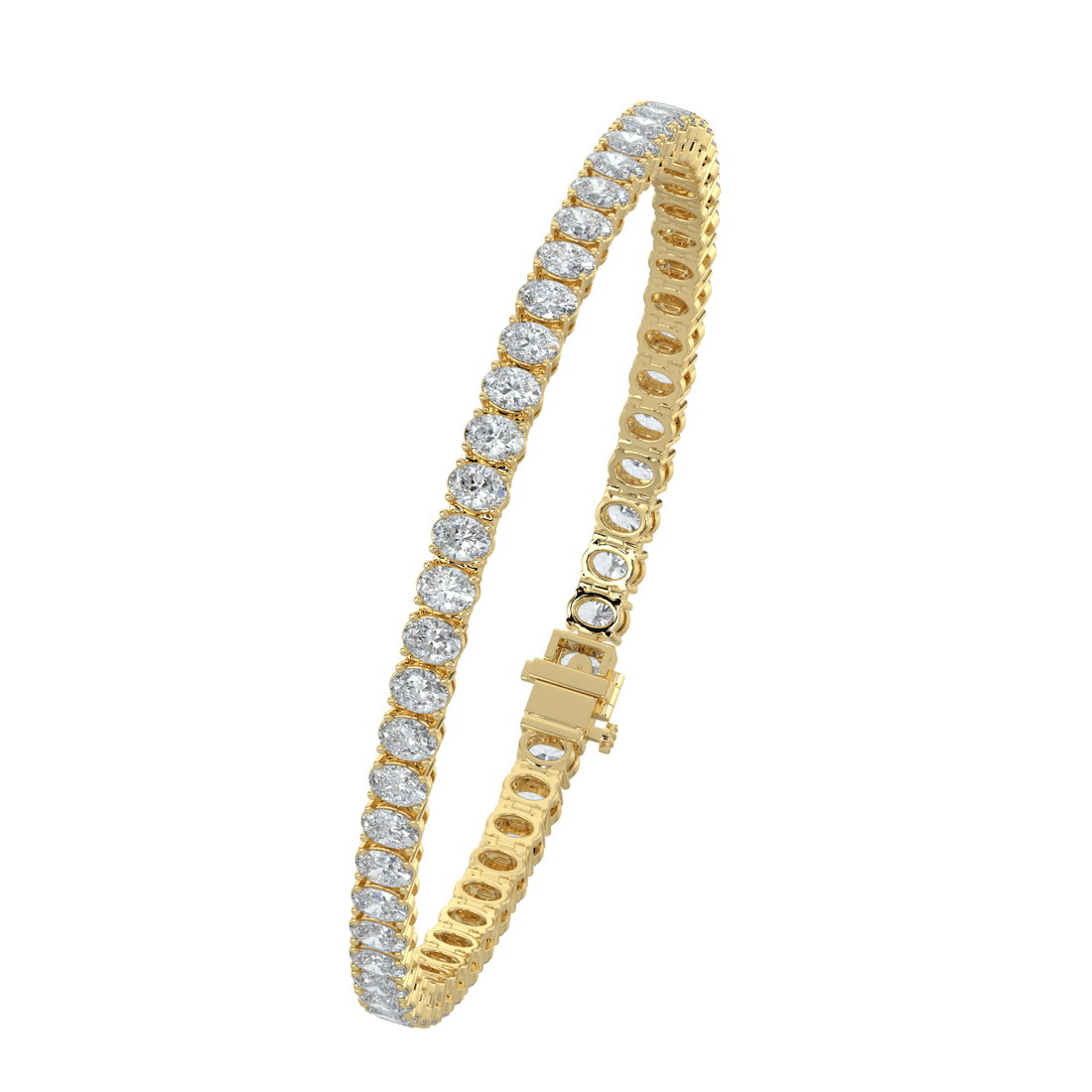 14K Gold Oval Cut Tennis Bracelet – Elegant Diamond Bracelet for Women