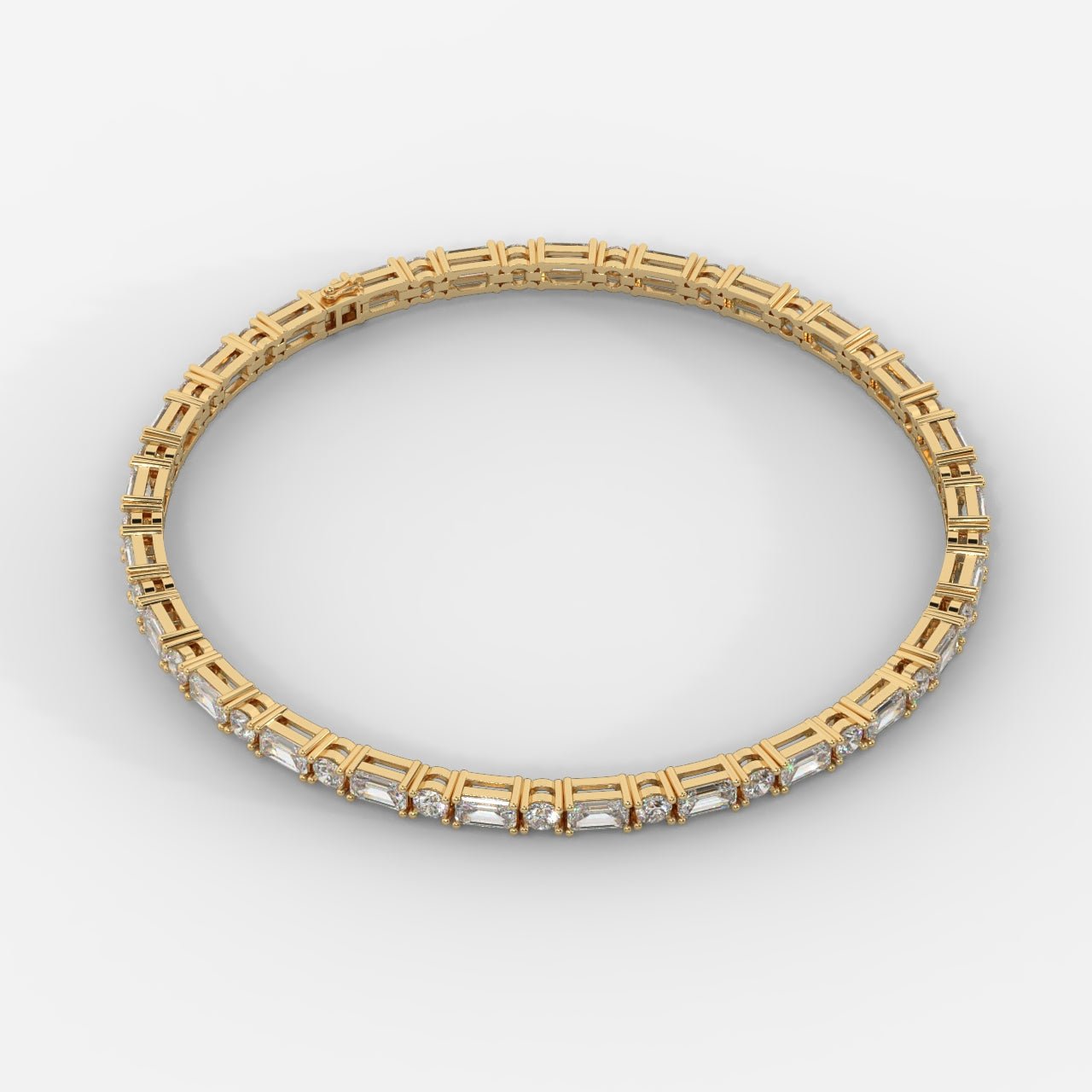 Elegant Two-Tone Diamond Tennis Bracelet with Baguette & Round-Cut Stones