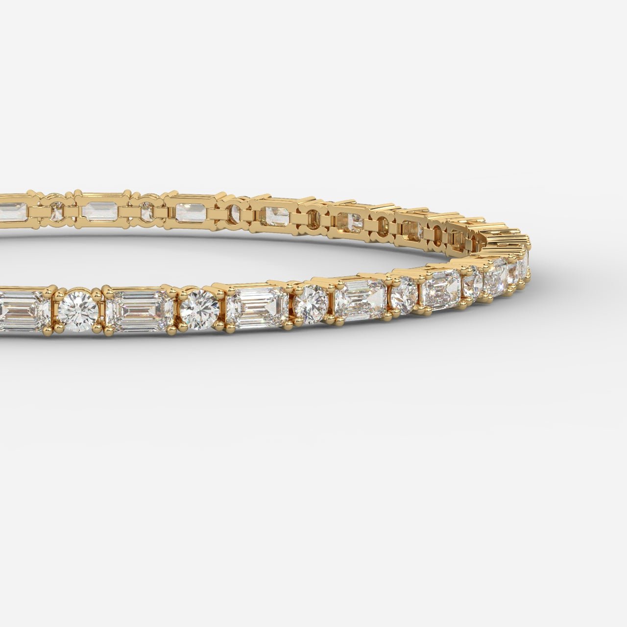 Elegant Two-Tone Diamond Tennis Bracelet with Baguette & Round-Cut Stones