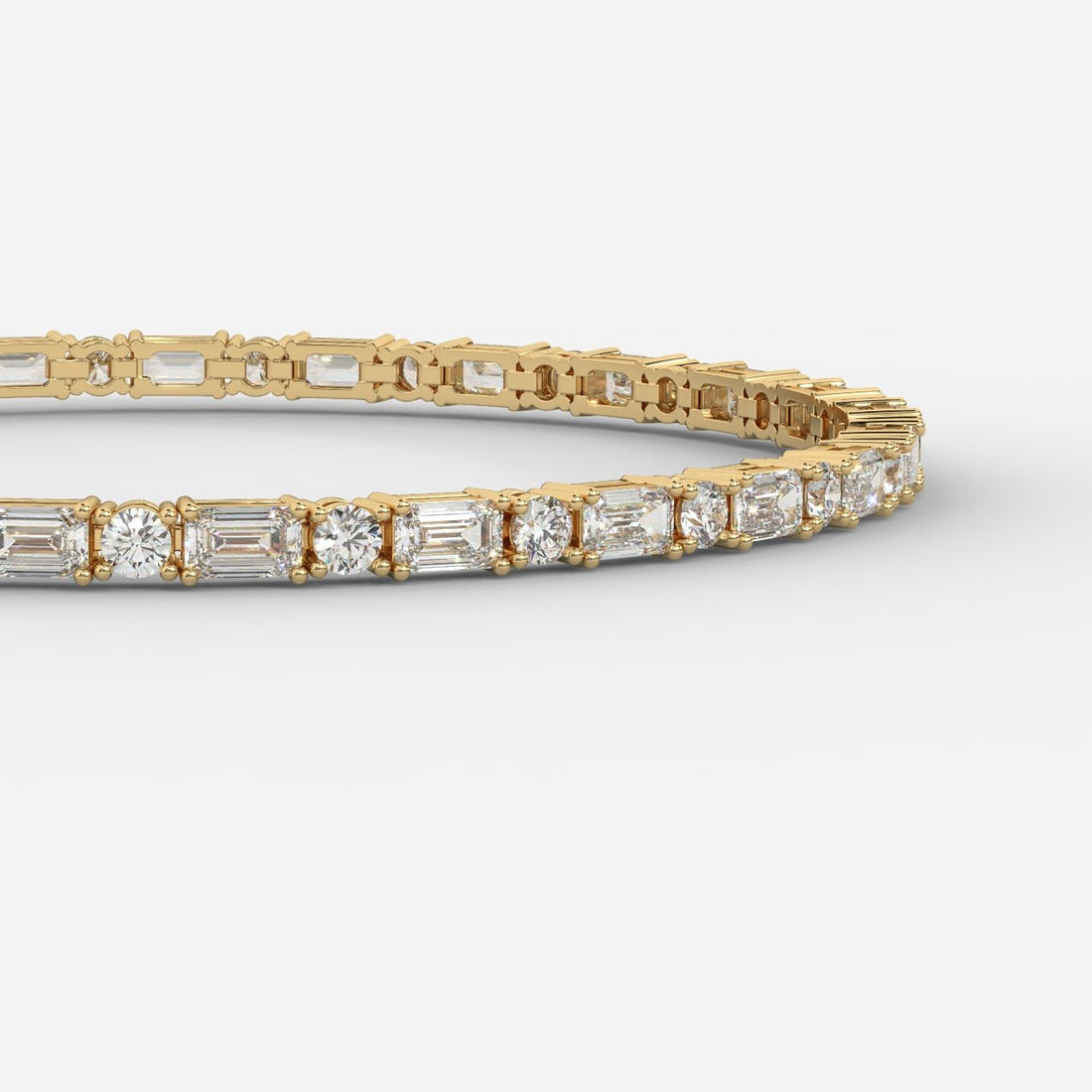 Elegant Two-Tone Diamond Tennis Bracelet with Baguette & Round-Cut Stones