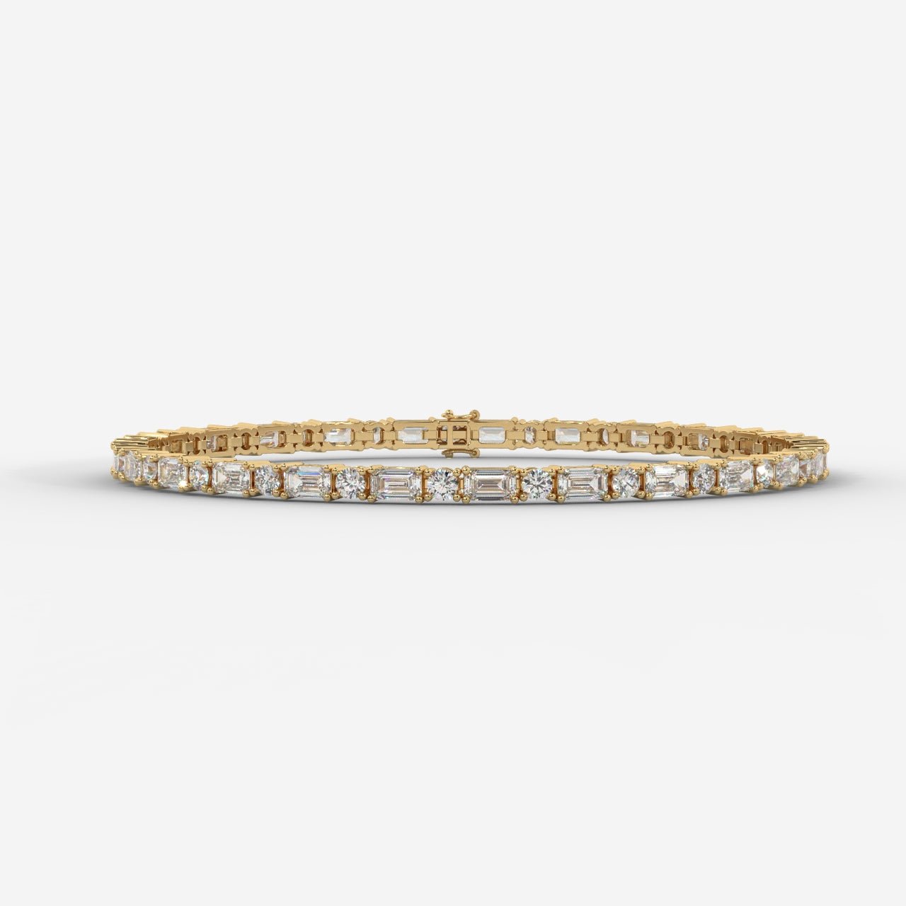 Elegant Two-Tone Diamond Tennis Bracelet with Baguette & Round-Cut Stones