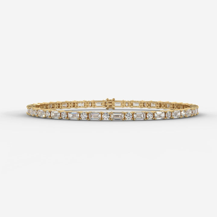 Elegant Two-Tone Diamond Tennis Bracelet with Baguette & Round-Cut Stones