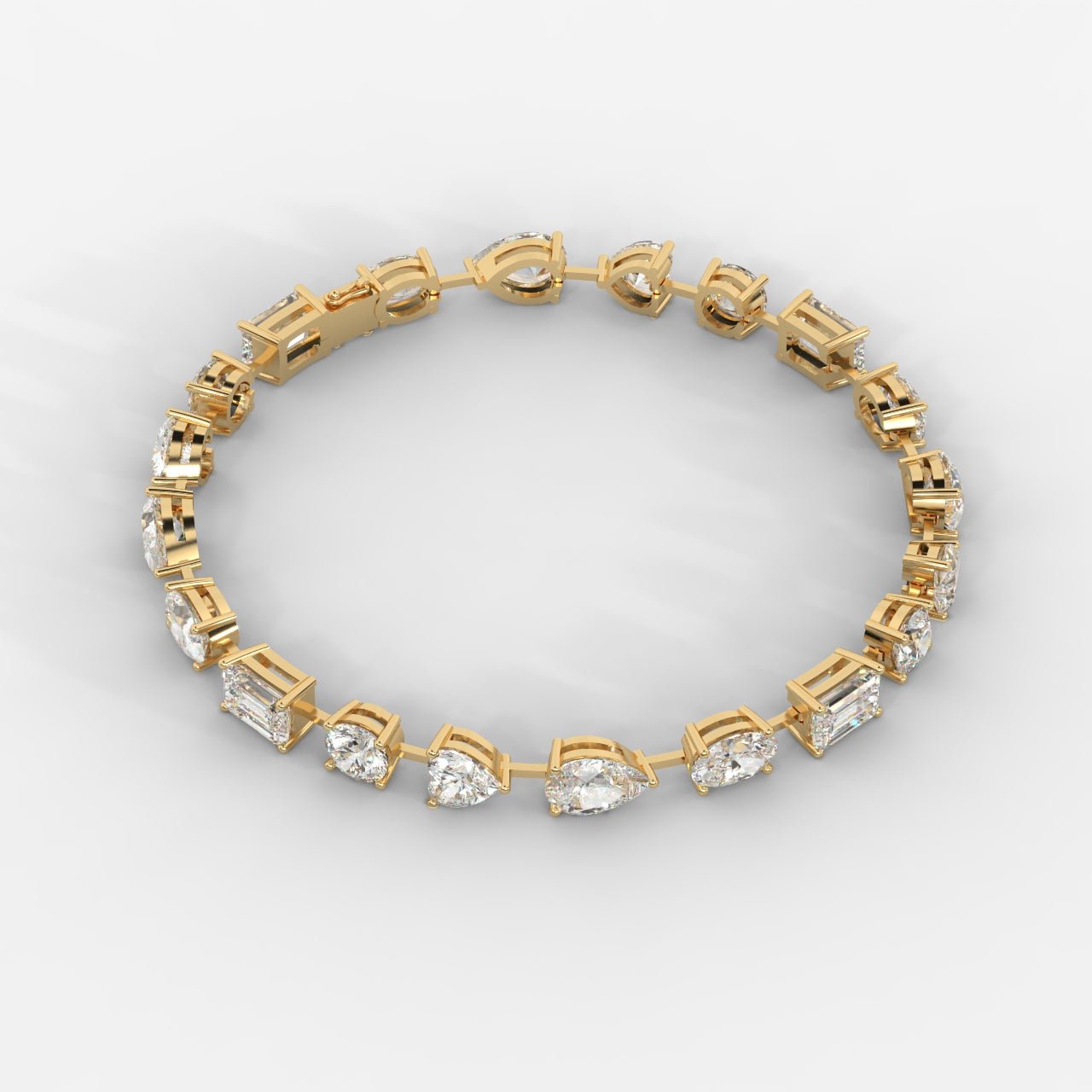 18K Gold Plated Moissanite Tennis Bracelet – Sparkling Round & Emerald Cut Link Bracelet for Women