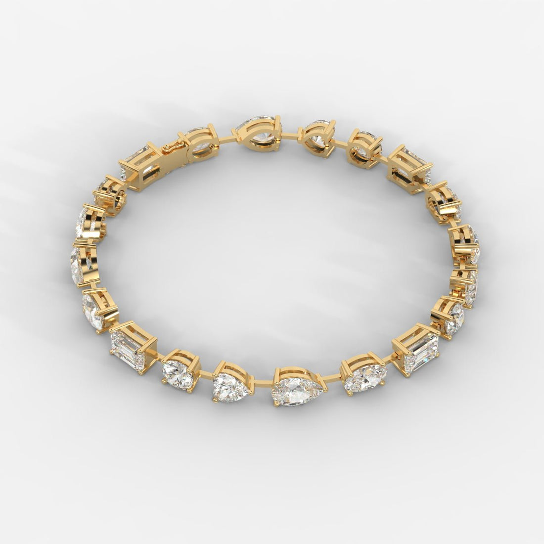 18K Gold Plated Moissanite Tennis Bracelet – Sparkling Round & Emerald Cut Link Bracelet for Women