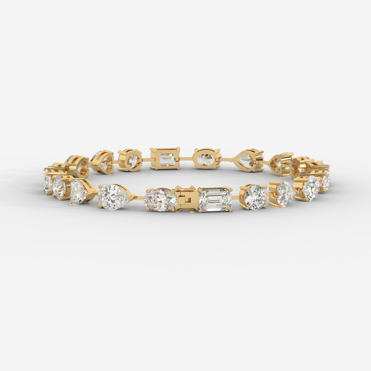 18K Gold Plated Moissanite Tennis Bracelet – Sparkling Round & Emerald Cut Link Bracelet for Women