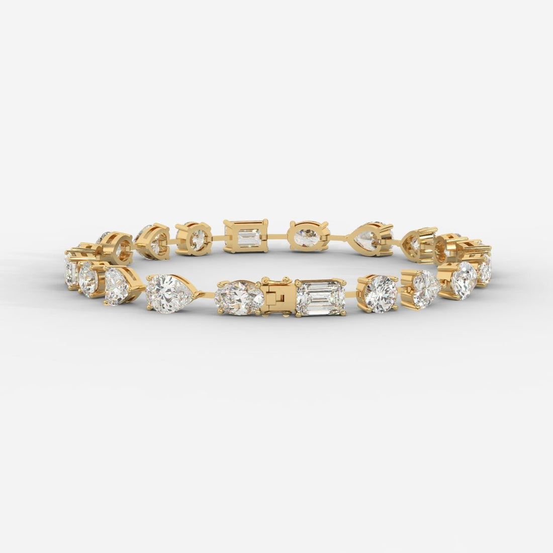 18K Gold Plated Moissanite Tennis Bracelet – Sparkling Round & Emerald Cut Link Bracelet for Women