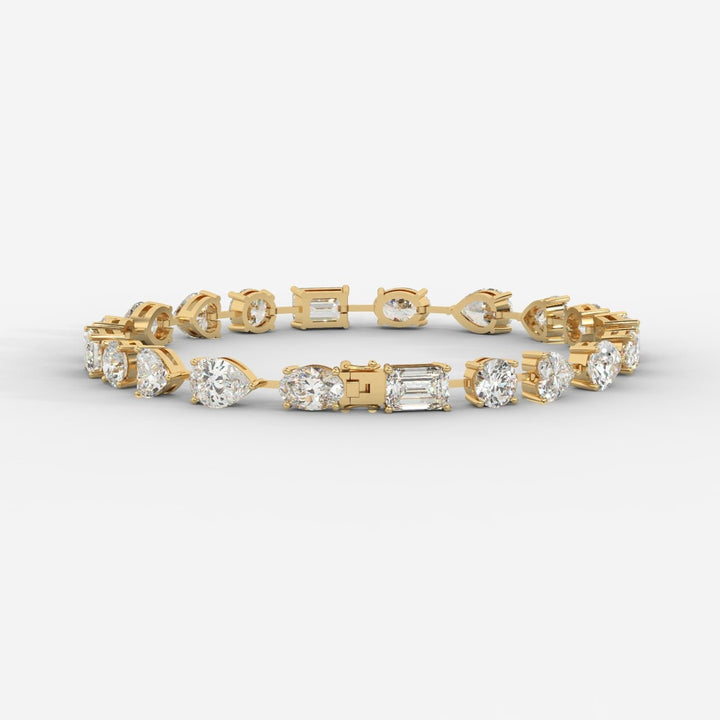 18K Gold Plated Moissanite Tennis Bracelet – Sparkling Round & Emerald Cut Link Bracelet for Women
