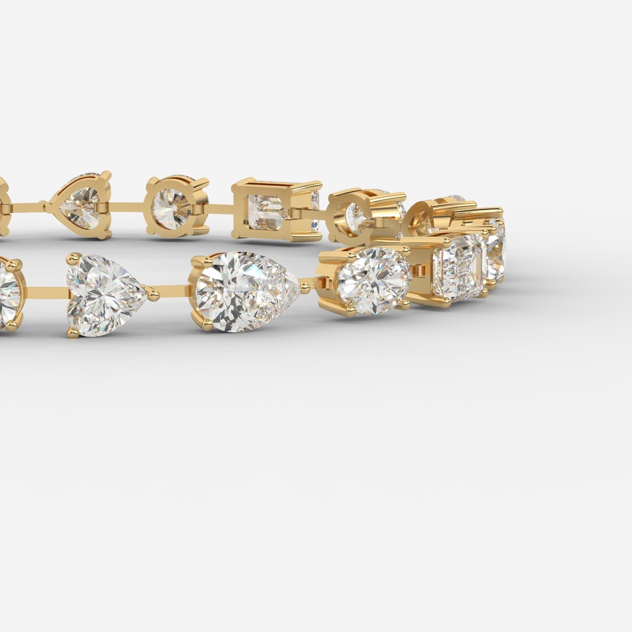 18K Gold Plated Moissanite Tennis Bracelet – Sparkling Round & Emerald Cut Link Bracelet for Women