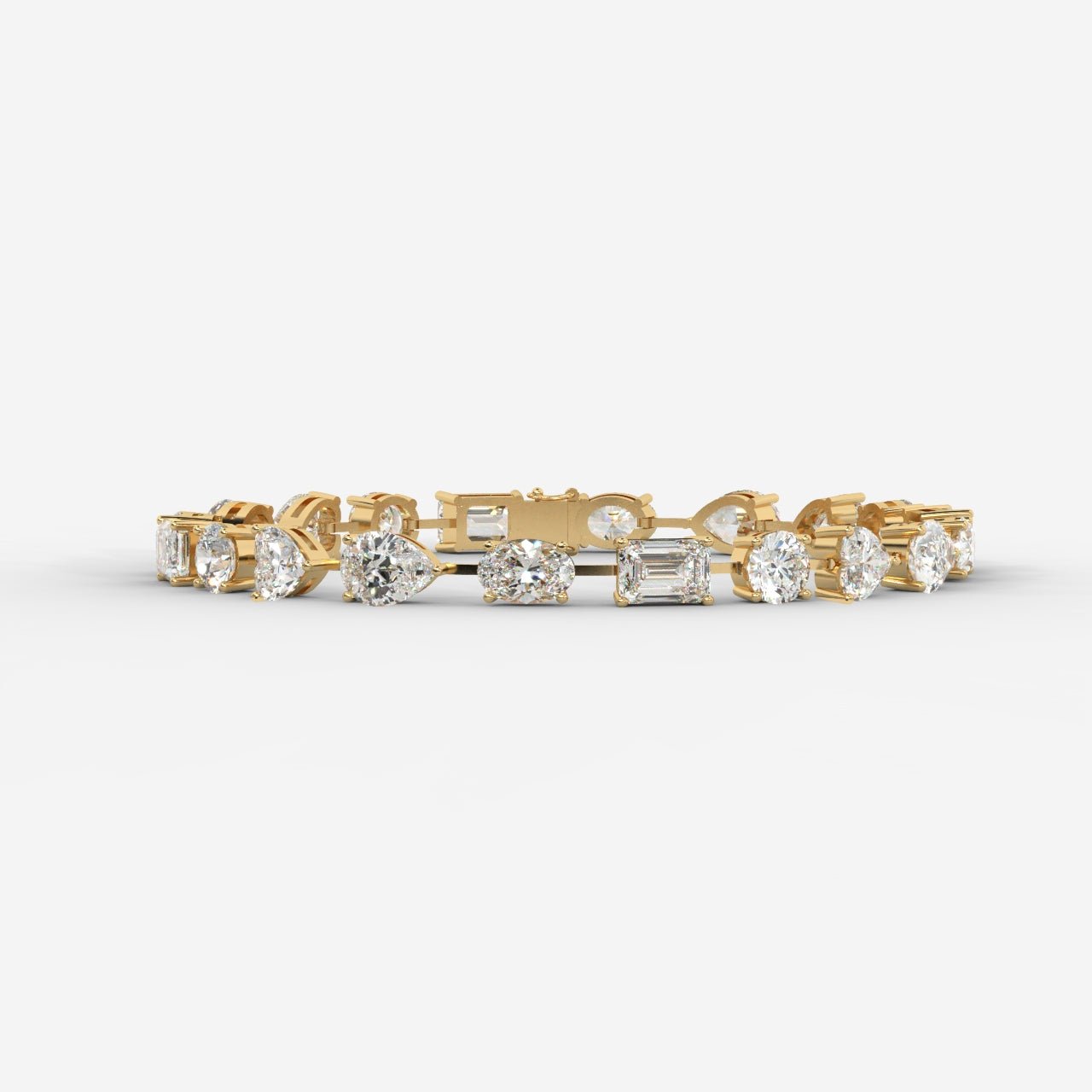 18K Gold Plated Moissanite Tennis Bracelet – Sparkling Round & Emerald Cut Link Bracelet for Women