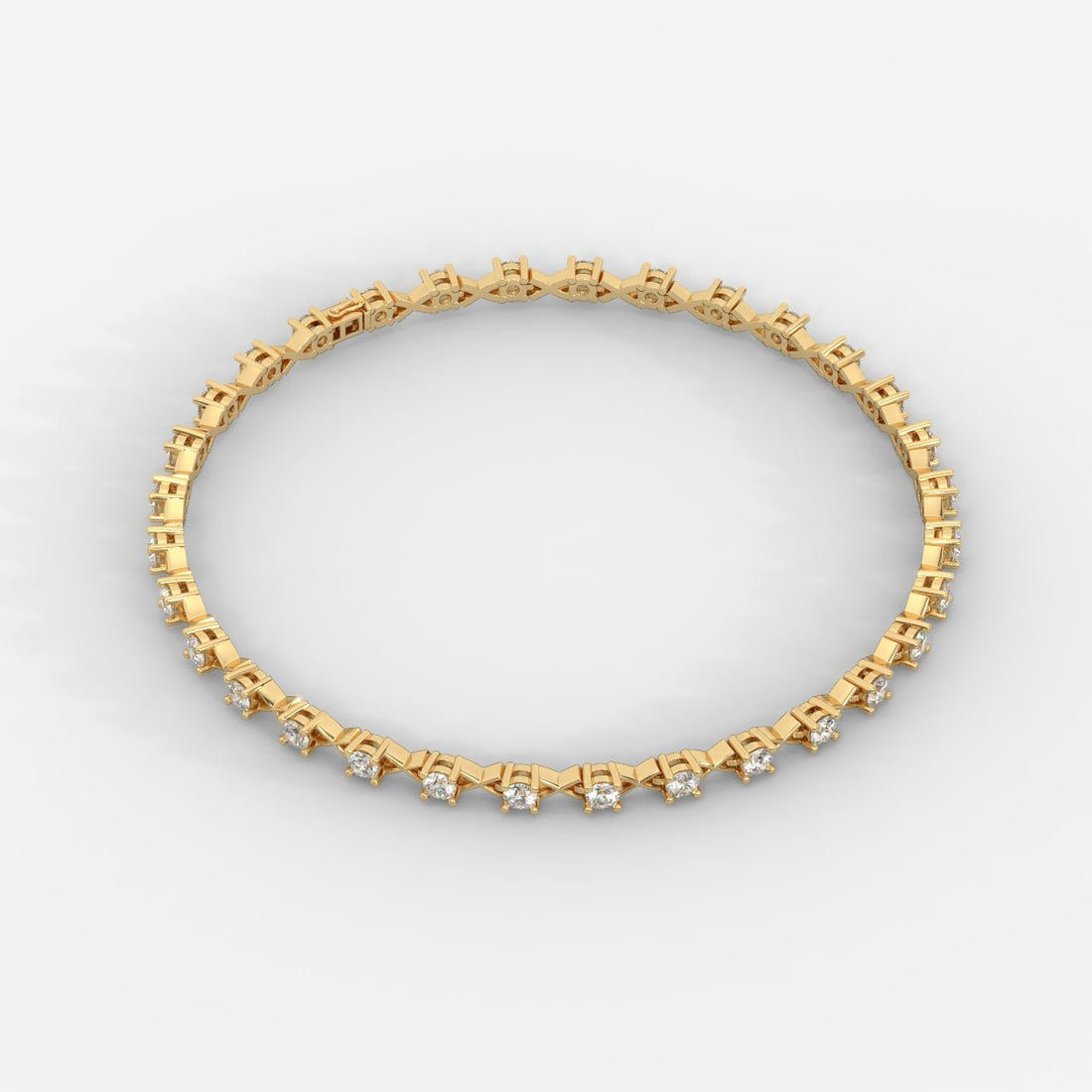 14K Gold Diamond X-Link Tennis Bracelet – Elegant Round Cut Diamond Bracelet for Women
