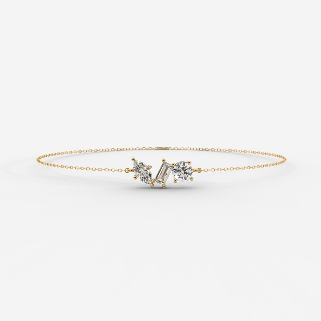 Elegant Gold Tennis Bracelet with Lab-Grown Diamond Cluster – Dainty Luxury Bracelet for Women