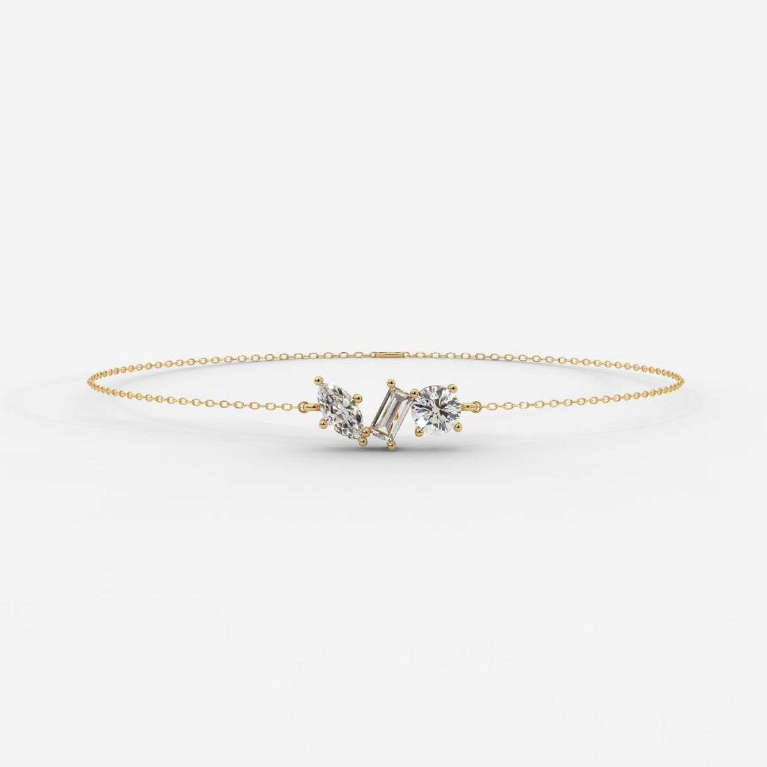 Elegant Gold Tennis Bracelet with Lab-Grown Diamond Cluster – Dainty Luxury Bracelet for Women