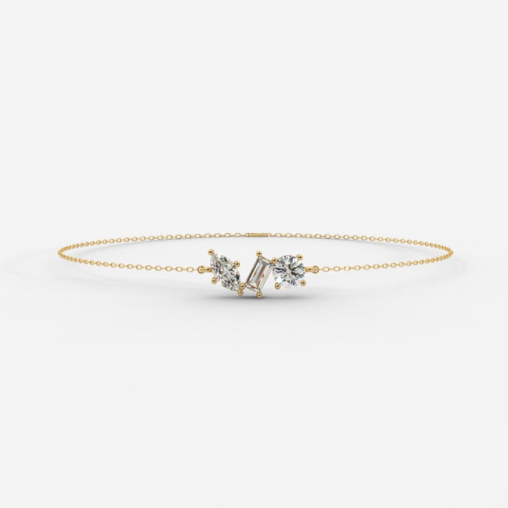 Elegant Gold Tennis Bracelet with Lab-Grown Diamond Cluster – Dainty Luxury Bracelet for Women