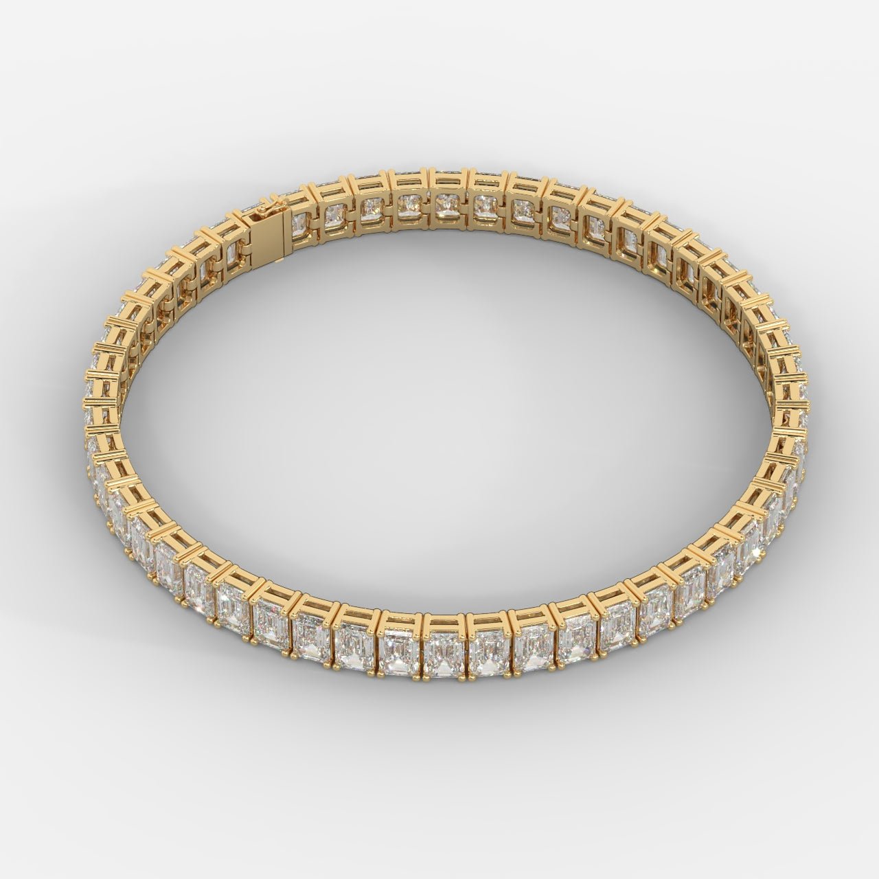 Gold-Tone Baguette Tennis Bracelet for Women – Sparkling Crystal Link Bangle